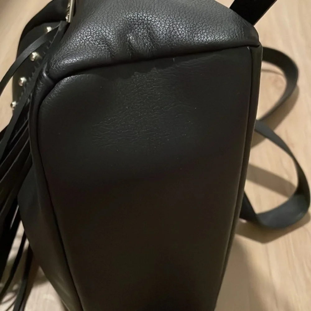 LOVE  MOSCHINO Black logo and fringe backpack